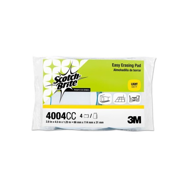 3M Scotch-Brite Easy Erasing Pad 4004, 2 4/5 X 4 1/2 X 1 1/5, Blue/White, 4 Per Pack 55658 - main